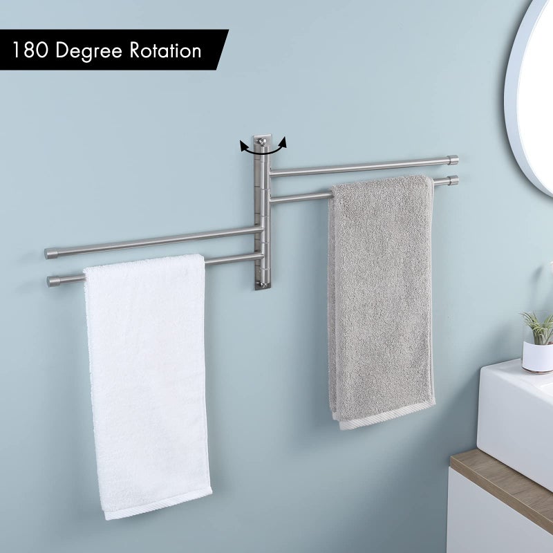 KES Swing Out Towel Bar, 6-Bar Folding Arm Swivel Hanger Bathroom Storage Organizer Wall Mount Rustproof 13 Inch SUS 304 Stainless Steel Brushed Finish, A2102S6-2 - Image 5